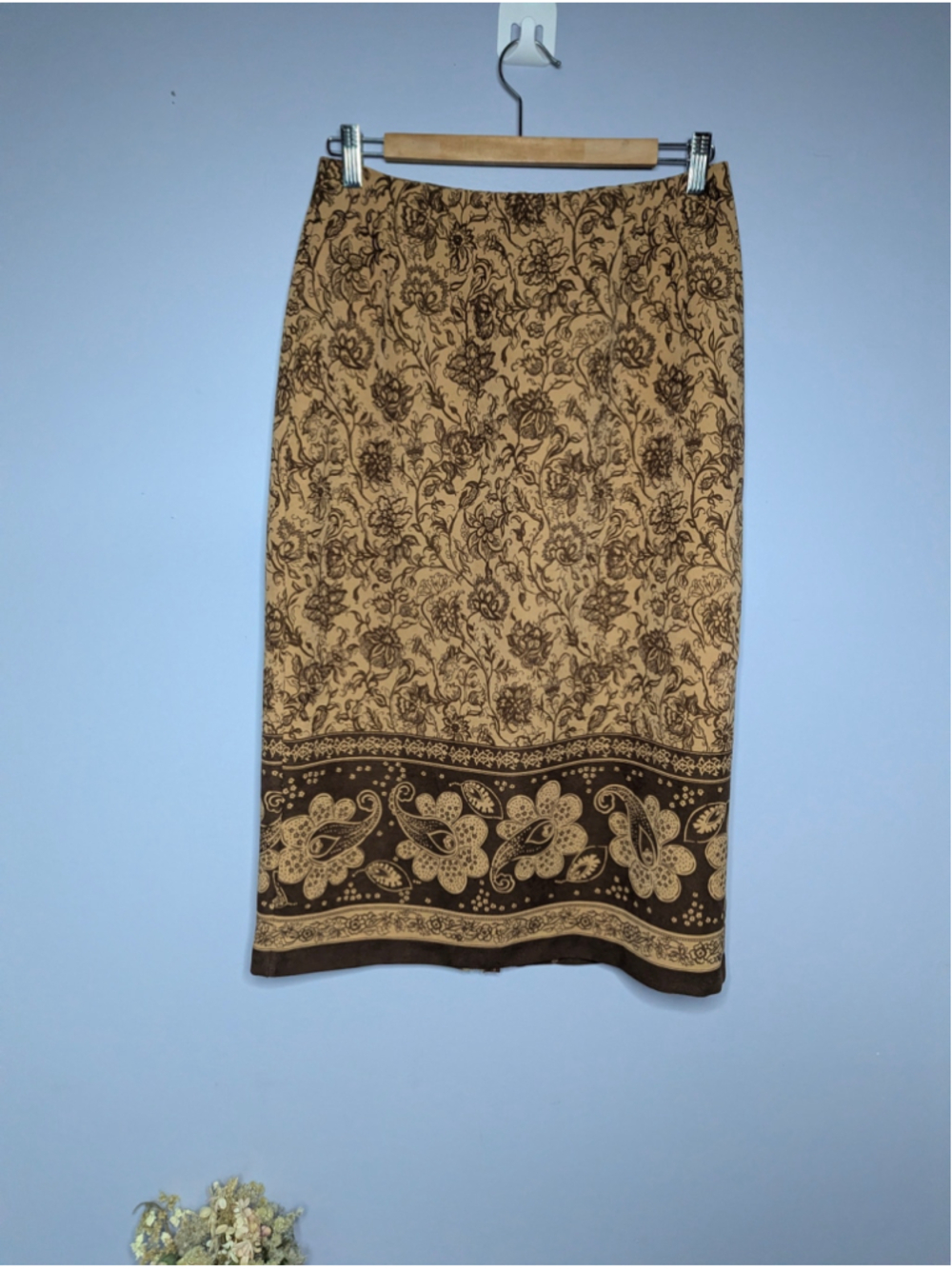 Vintage 90s Sag Harbor Petite Floral Paisley Midi Skirt - Size 8P